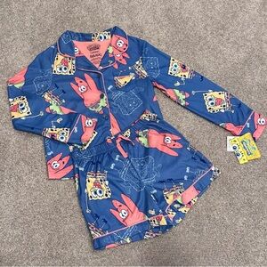 NWT Sponge Bob SquarePants girls size small (6/6X) 2 pc. Fleece pajama set
